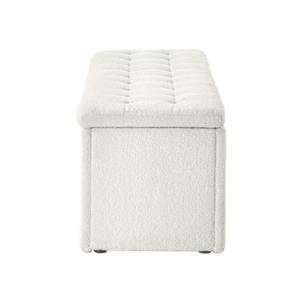 Storage Ottoman XL Faux Sherpa White