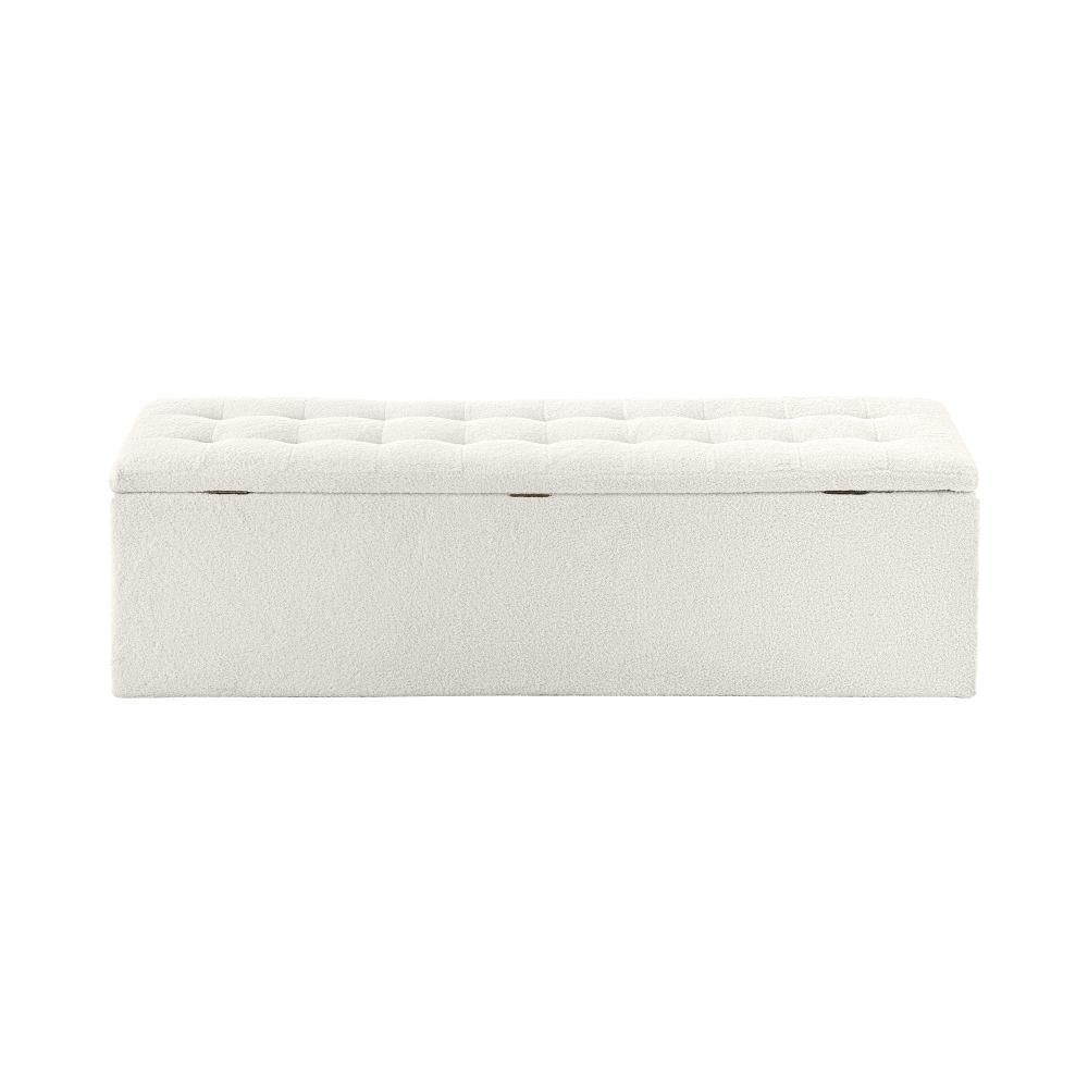 Storage Ottoman XL Faux Sherpa White