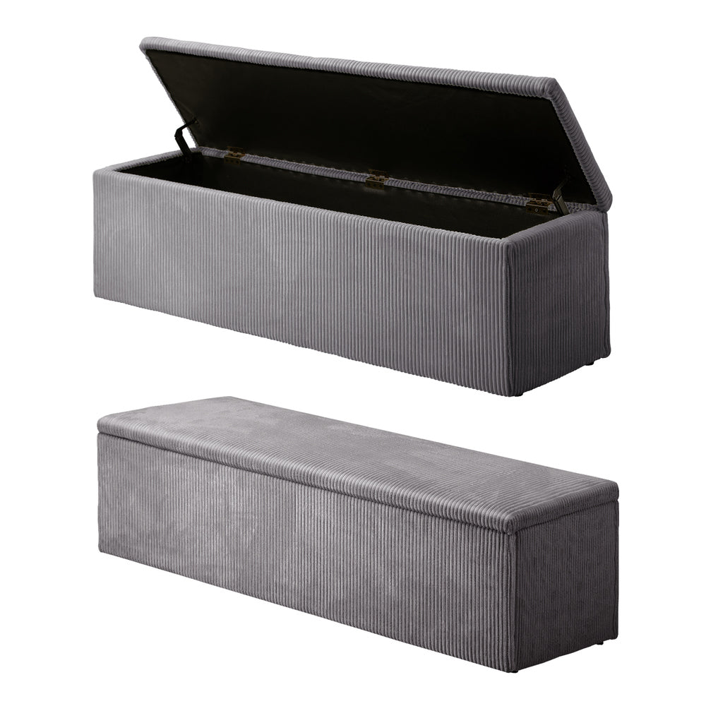 Storage Ottoman Blanket Box XL Polyester Grey