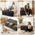 Footstool with Storage – 3 Drawers, PU Leather, 102×39×40cm, Black