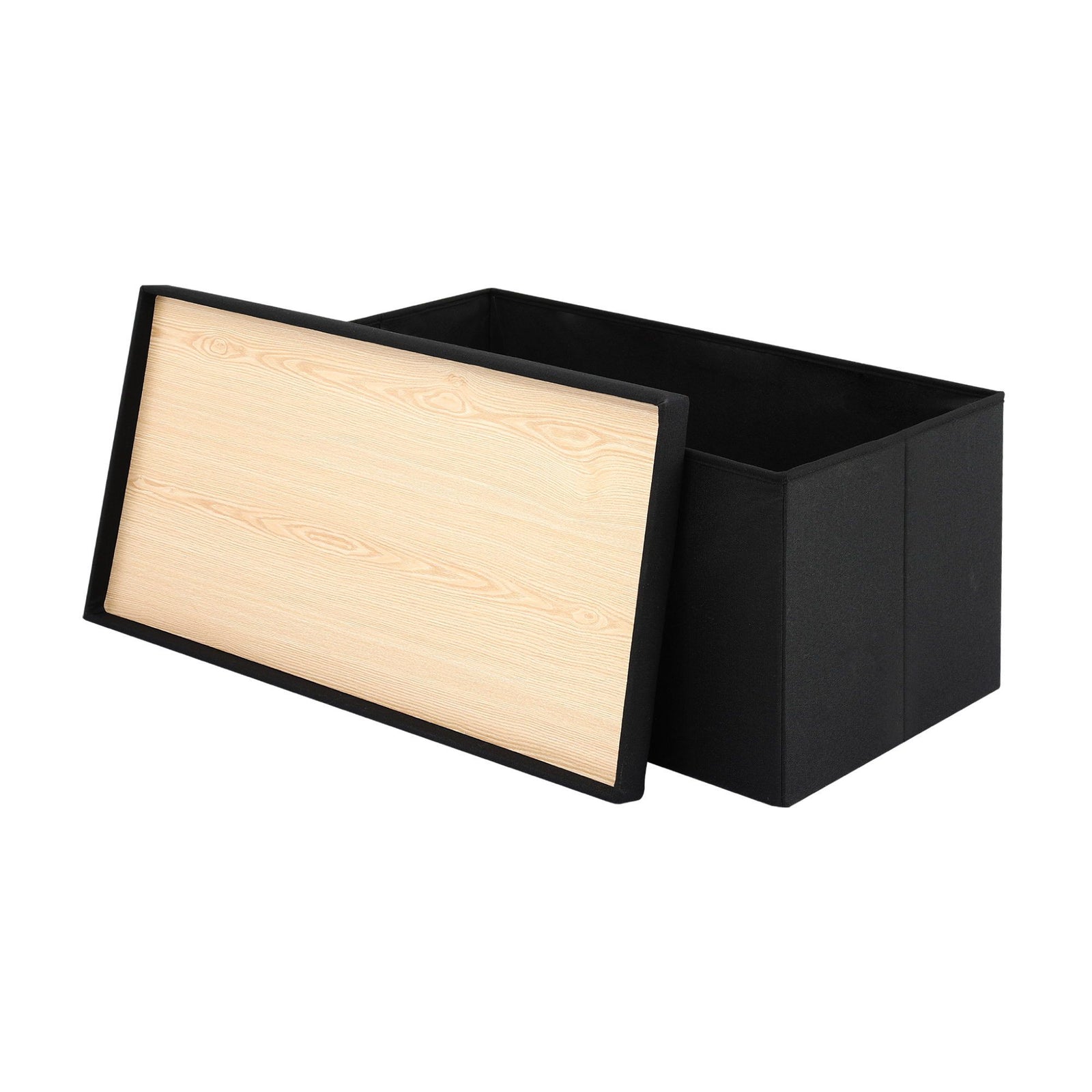 Artiss Storage Ottoman Bench – Black, Folding, Reversible Tray Top, Hidden Storage