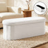 Artiss Storage Ottoman Footstool – White Bouclé, Foldable, Hidden Storage, 150kg