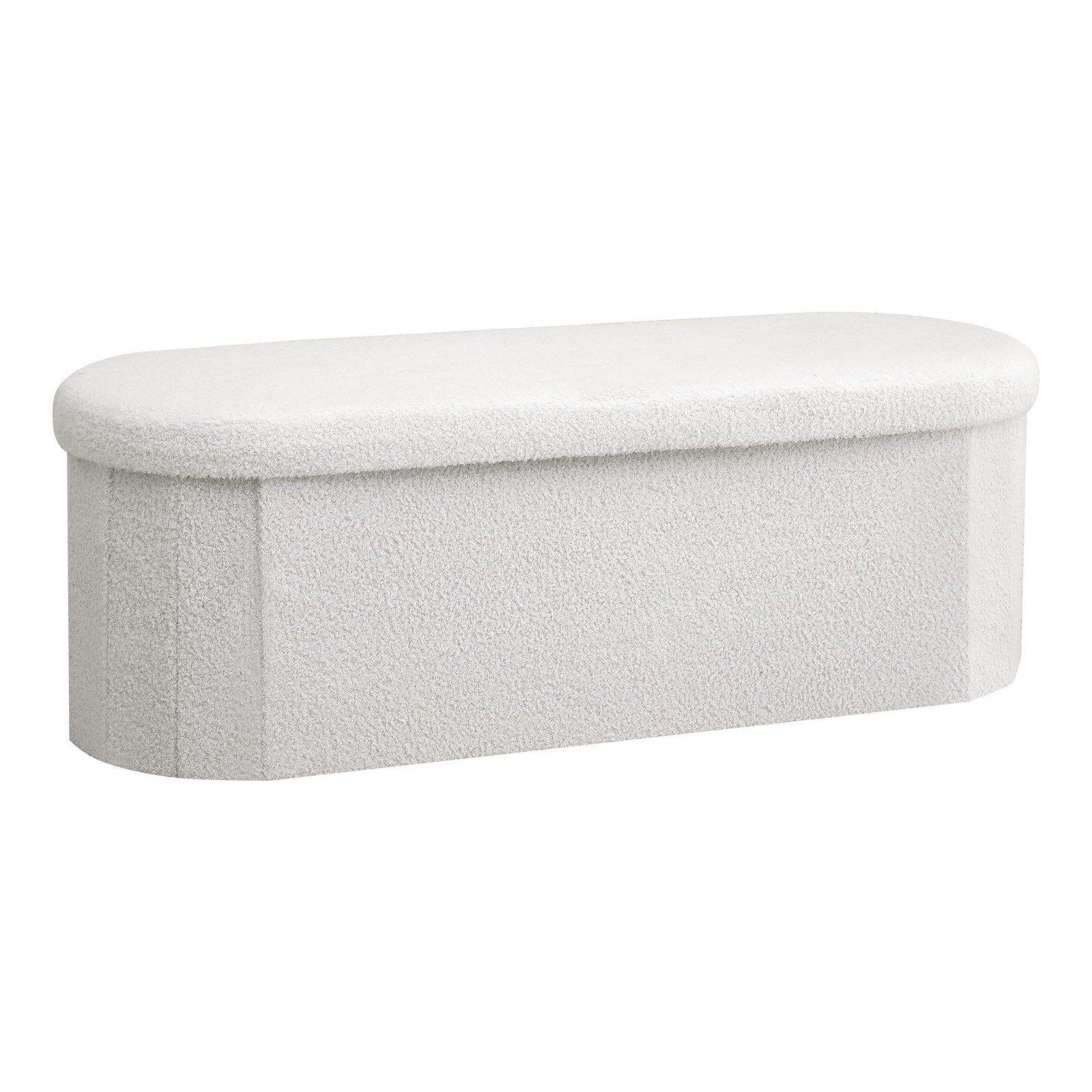 Artiss Storage Ottoman Footstool – White Bouclé, Foldable, Hidden Storage, 150kg