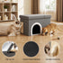 Storage Ottoman Foot Stool Cat Litter Box Enclosure Foldable Grey