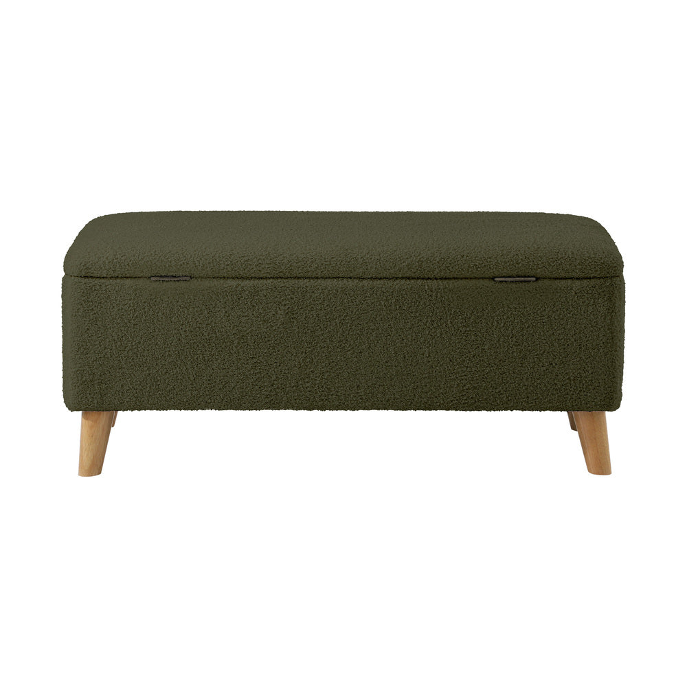 Storage Ottoman Blanket Box Chest Toy Foot Stool Sherpa Green