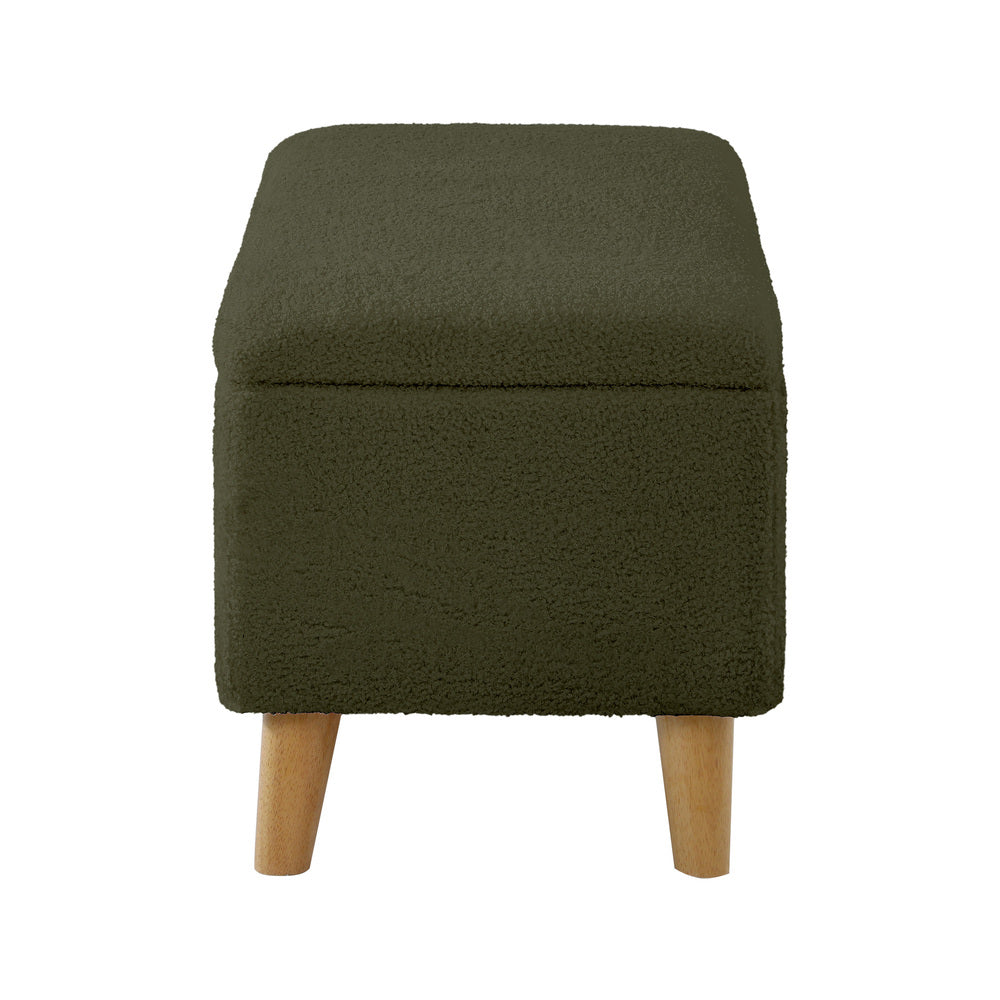 Storage Ottoman Blanket Box Chest Toy Foot Stool Sherpa Green