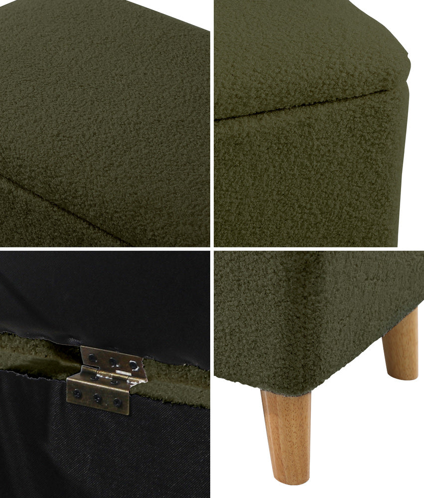 Storage Ottoman Blanket Box Chest Toy Foot Stool Sherpa Green
