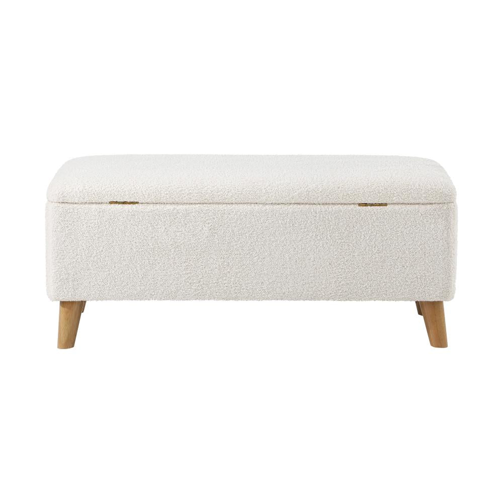 Storage Ottoman Sherpa Fabric White