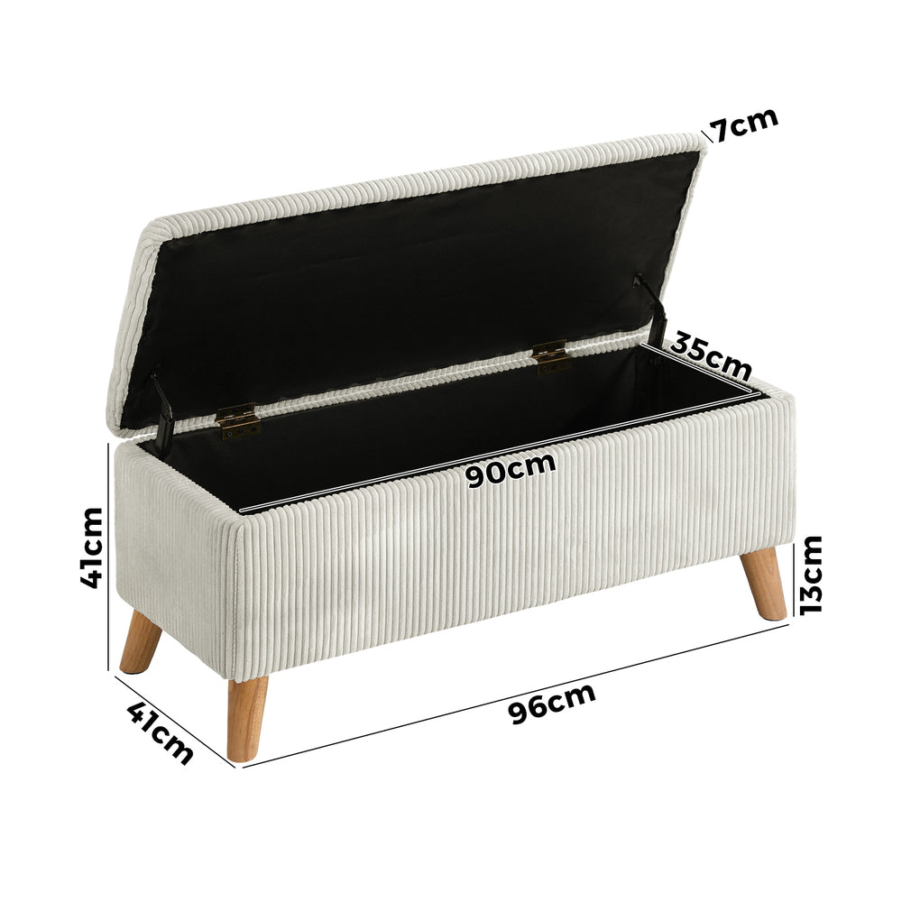 Storage Ottoman Blanket Box LARGE Polyester Beige
