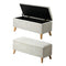 Oikiture Large Storage Ottoman – Beige Polyester Blanket Box with Cushioned Seat