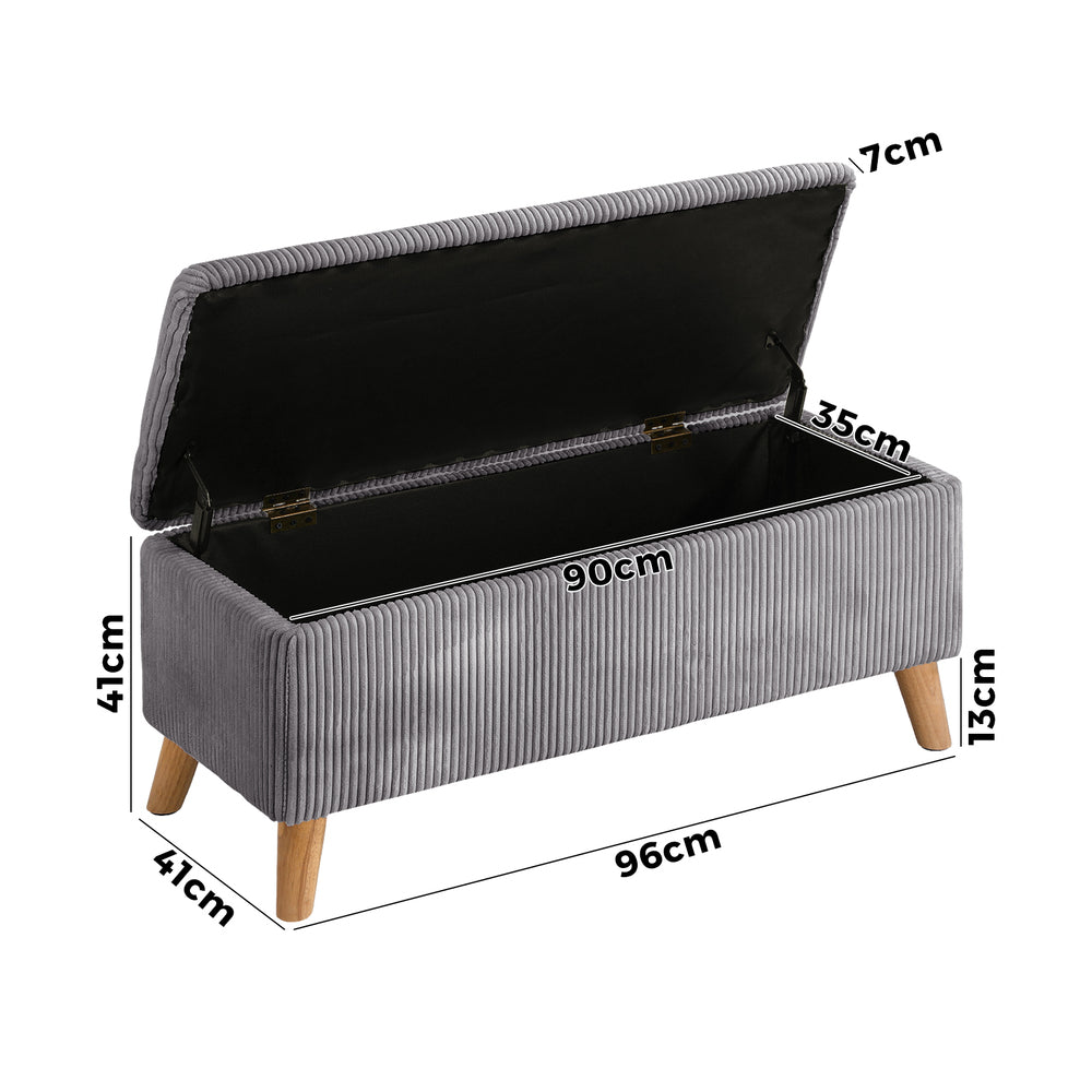 Storage Ottoman Blanket Box LARGE Polyester Grey