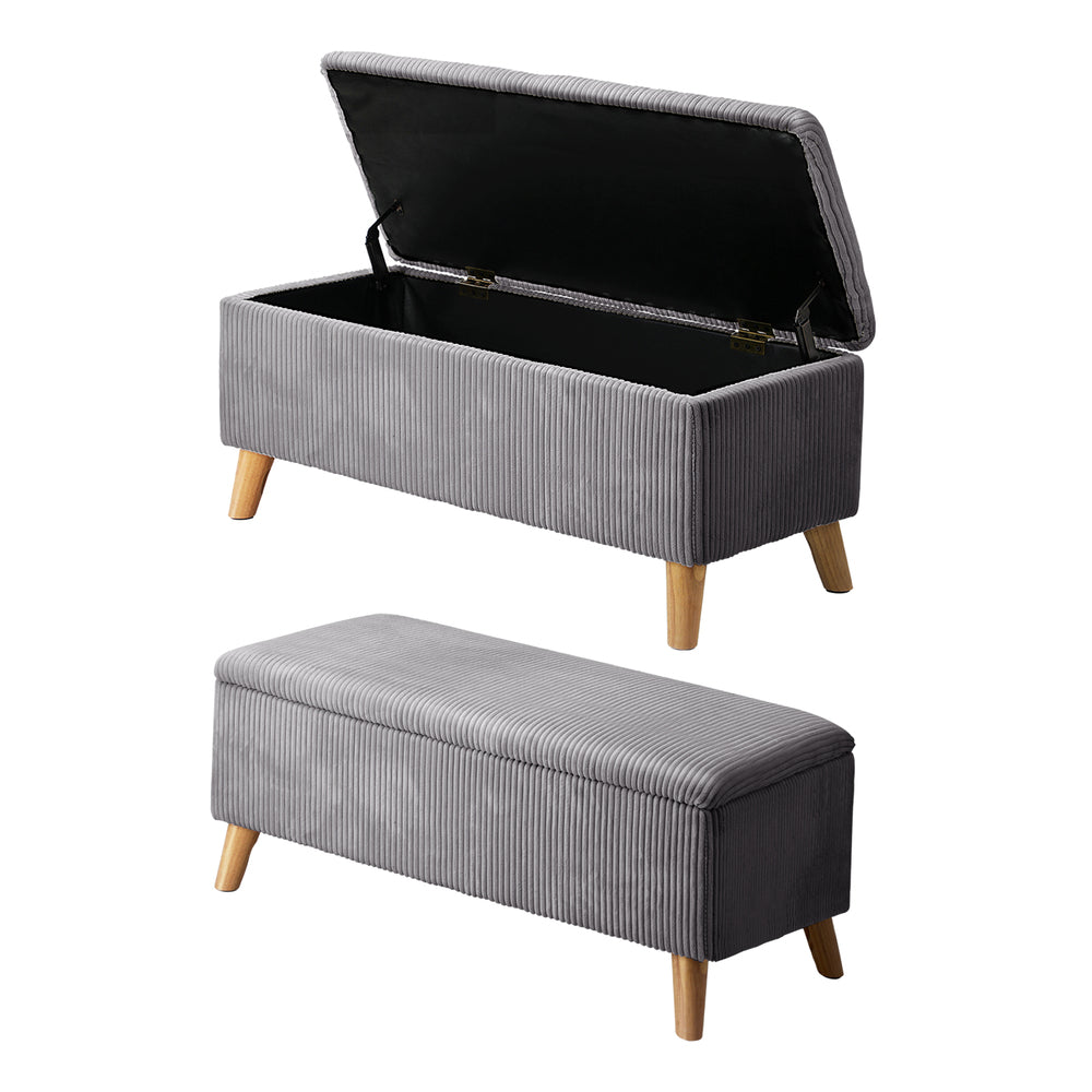 Storage Ottoman Blanket Box LARGE Polyester Grey