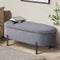Oikiture Storage Ottoman Bench Oval Blanket Linen Grey