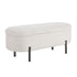 Oikiture Storage Ottoman Bench Oval Blanket Box Sherpa White