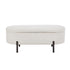 Oikiture Storage Ottoman Bench Oval Blanket Box Sherpa White