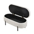 Oikiture Storage Ottoman Bench Oval Blanket Box Sherpa White