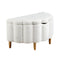 Oikiture Storage Ottoman Scallop Boucle Fleece Foot Stool Seat Chest