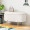 Velvet Storage Ottoman Blanket Box Oval Bench White 87cm