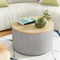 Artiss Round Storage Ottoman 60cm Linen Blanket Box Grey with Lid
