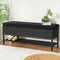 Artiss Boucle Storage Ottoman Blanket Box Bench 110cm Black with Shelf