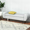 140cm Storage Ottoman Bench with Armrests Grey Faux Linen