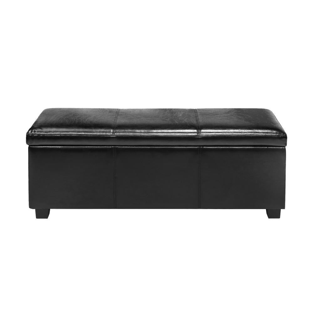 Storage Ottoman PU Leather Large Black