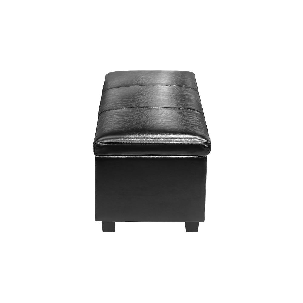 Storage Ottoman PU Leather Large Black