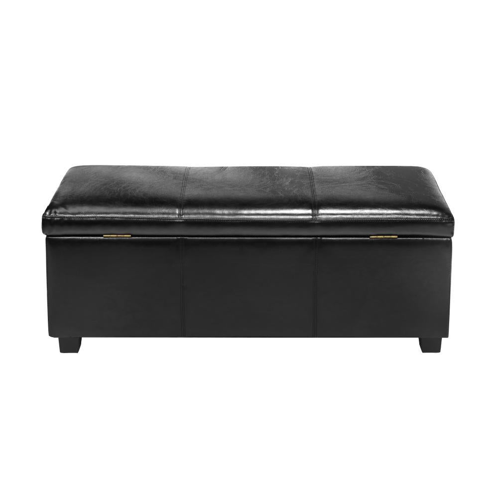 Storage Ottoman PU Leather Large Black