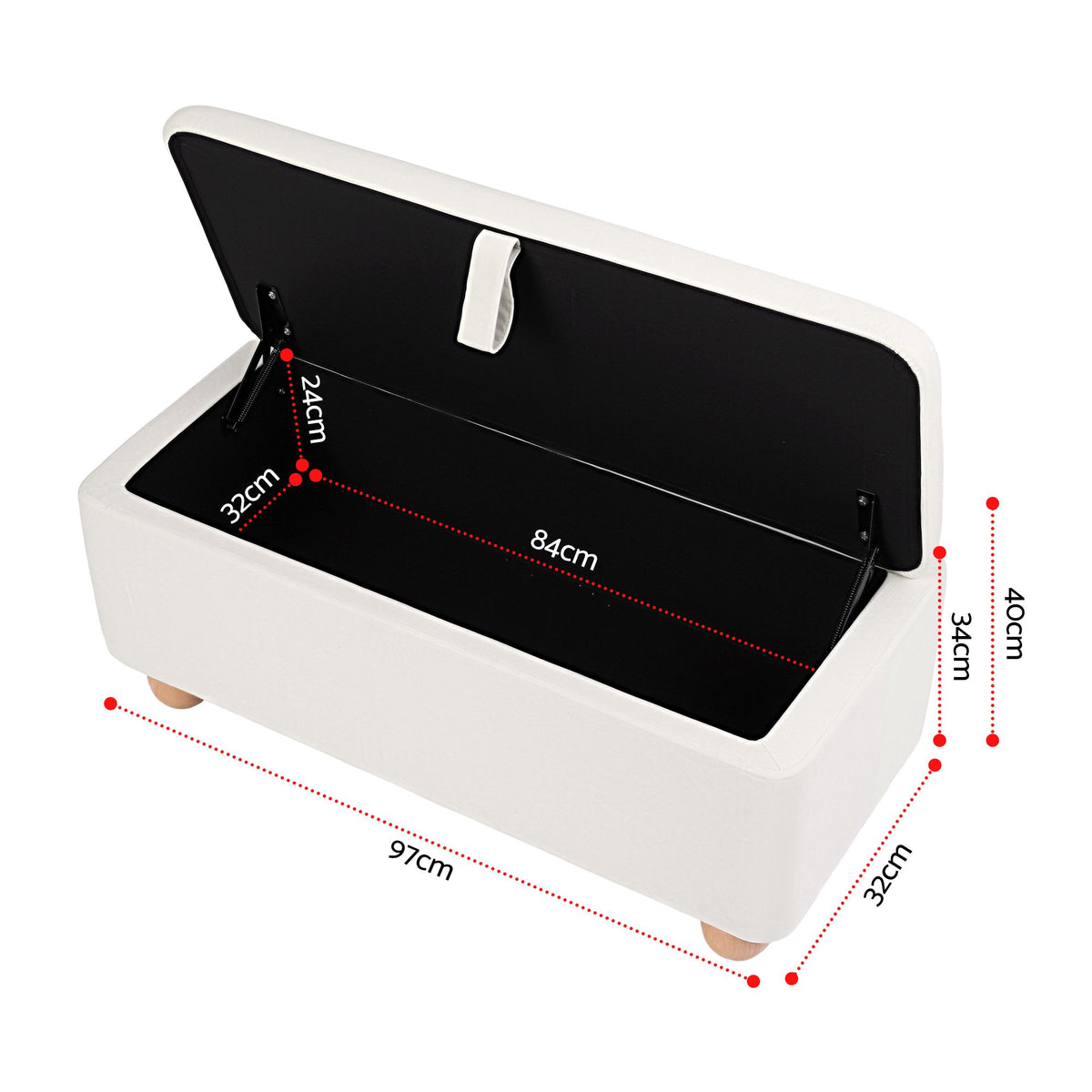 Artiss Storage Ottoman Hidden Bench, Velvet, 150kg Capacity, Beige, 97cm