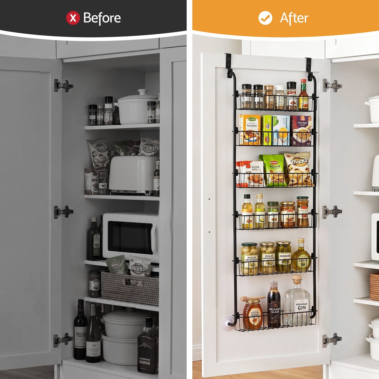 Over Door Storage Rack – 6‑Tier Metal Organiser, Suction‑Grip Base, 45×126cm
