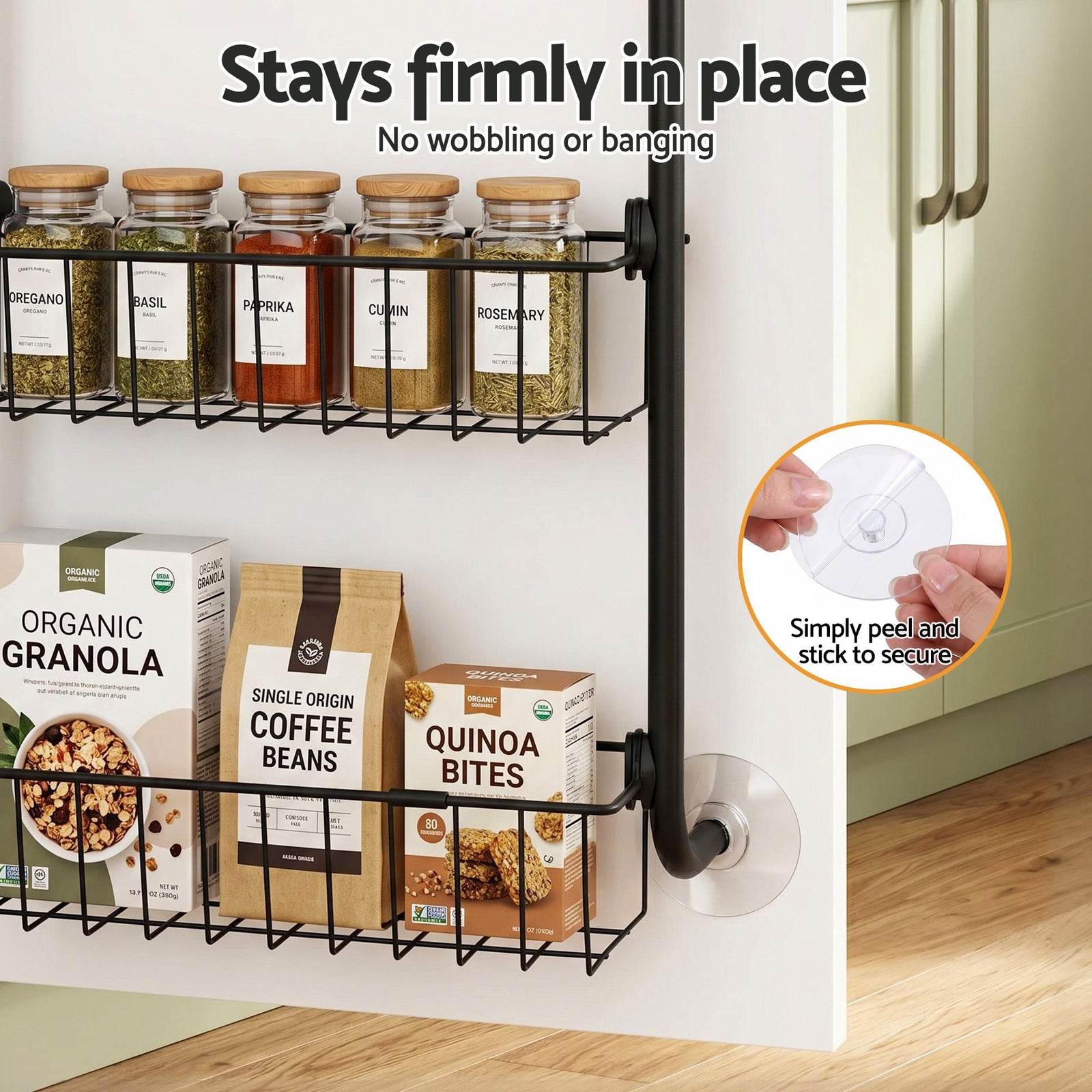 Over Door Storage Rack – 6‑Tier Metal Organiser, Suction‑Grip Base, 45×126cm