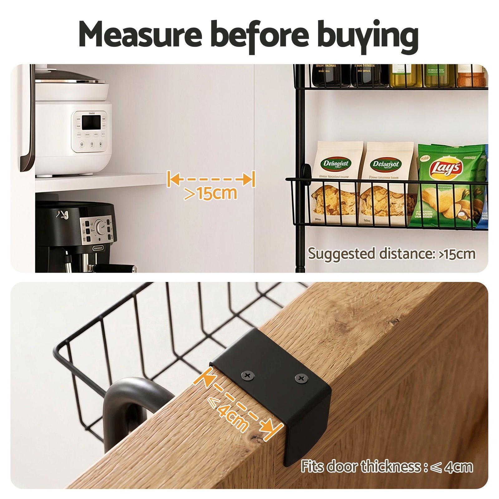 Over Door Storage Rack – 6‑Tier Metal Organiser, Suction‑Grip Base, 45×126cm