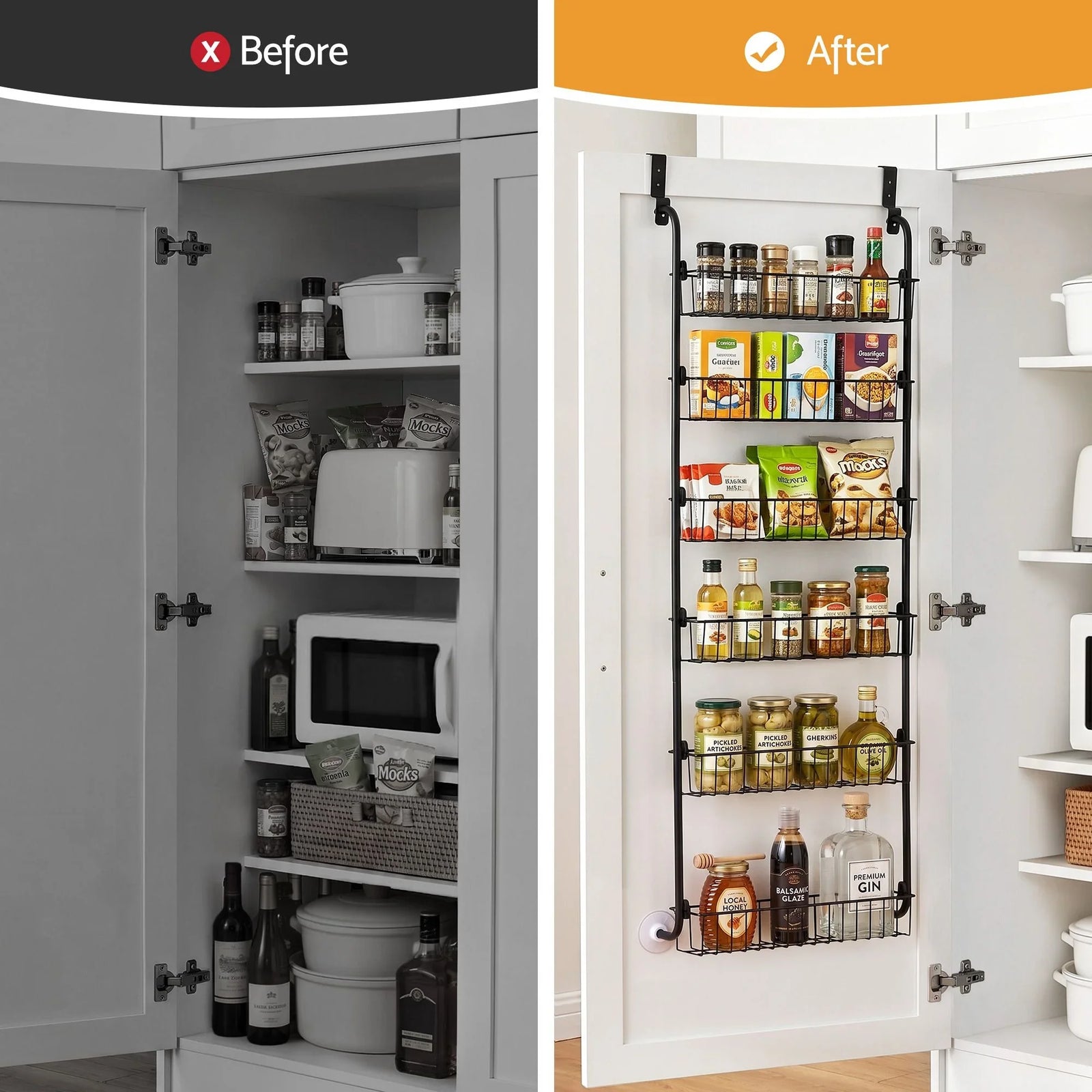 Over Door Storage Rack Set – 6‑Tier, Metal, Suction‑Grip Base, 45×126cm