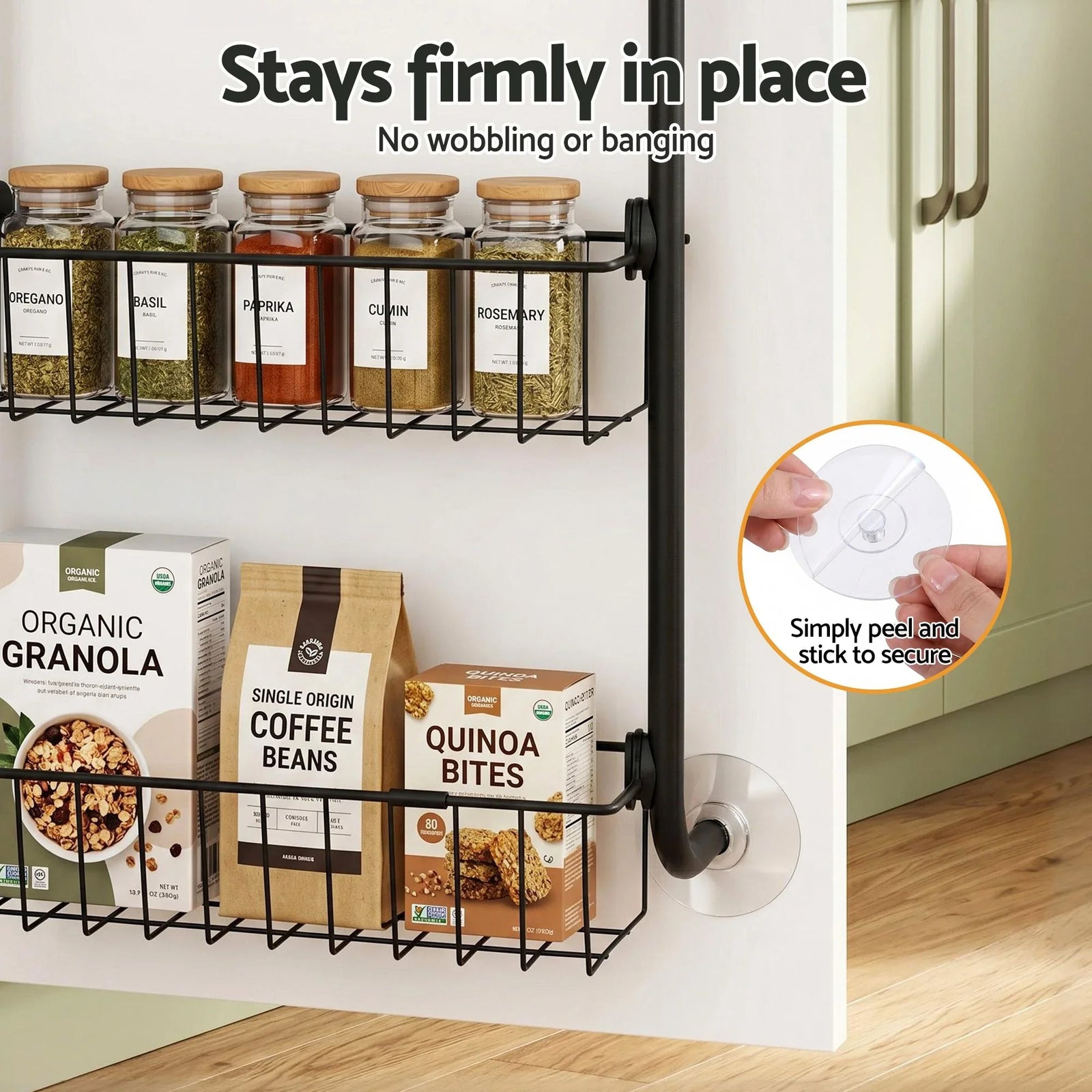 Over Door Storage Rack Set – 6‑Tier, Metal, Suction‑Grip Base, 45×126cm