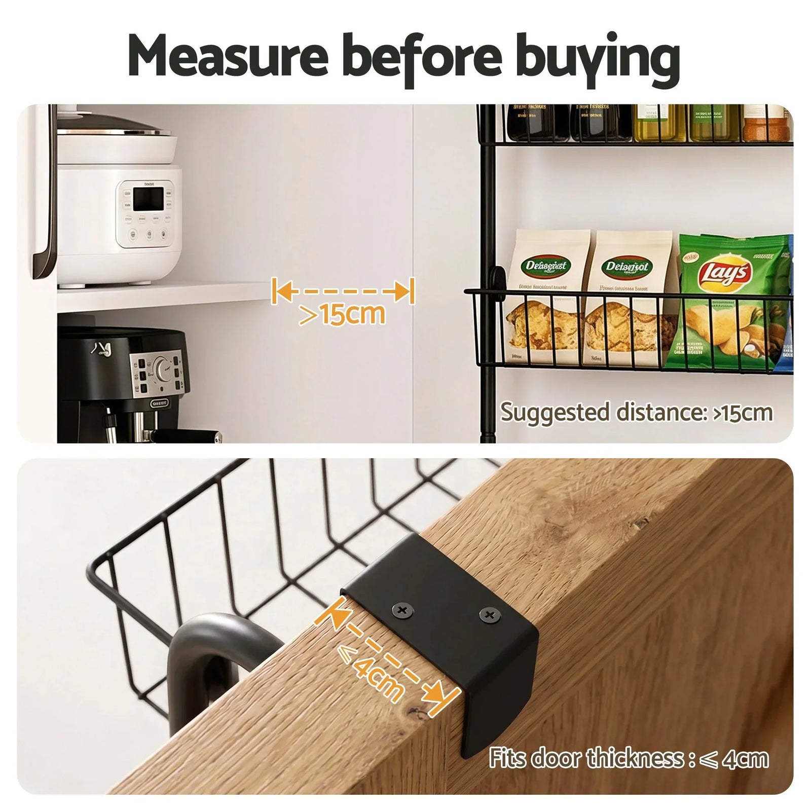 Over Door Storage Rack Set – 6‑Tier, Metal, Suction‑Grip Base, 45×126cm