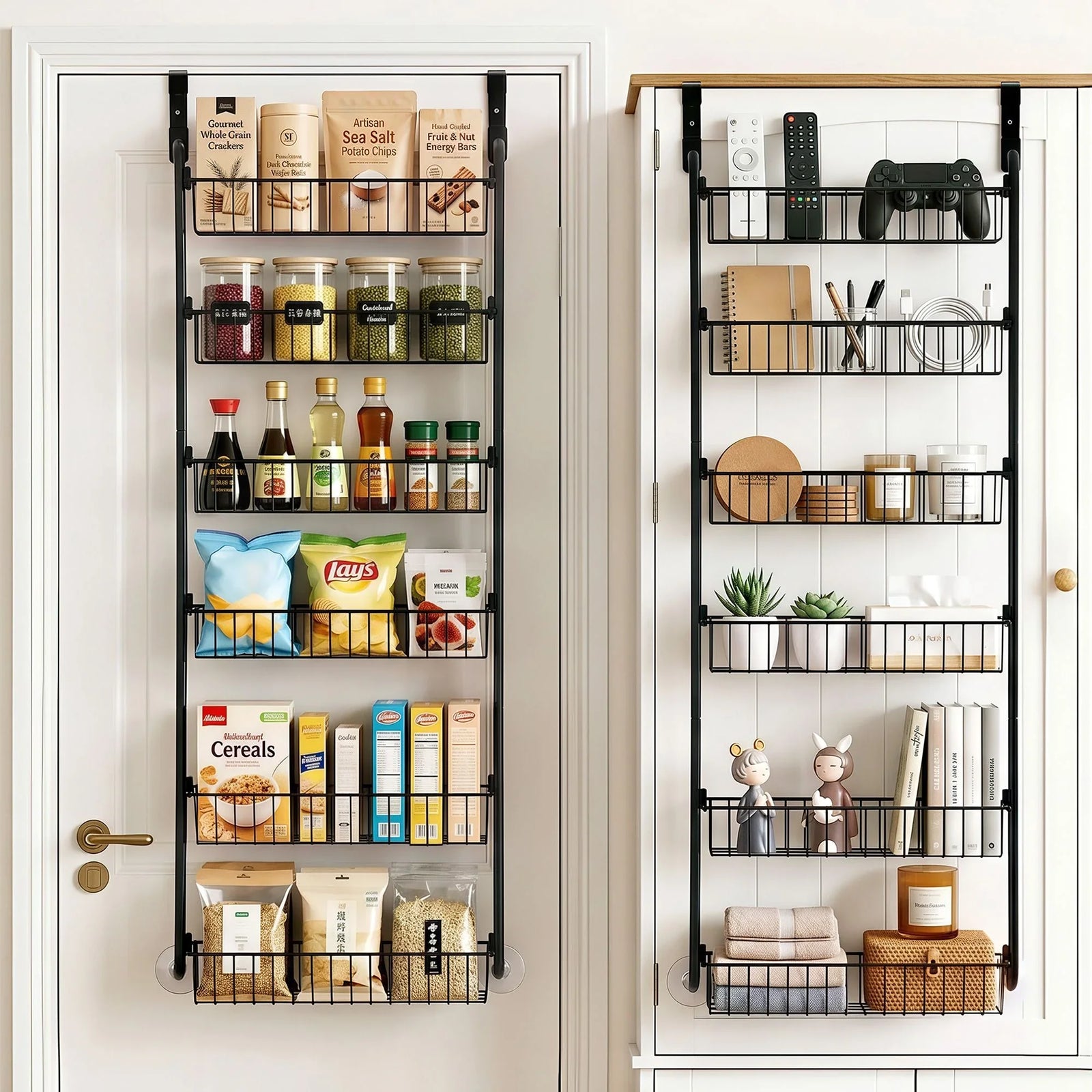 Over Door Storage Rack Set – 6‑Tier, Metal, Suction‑Grip Base, 45×126cm