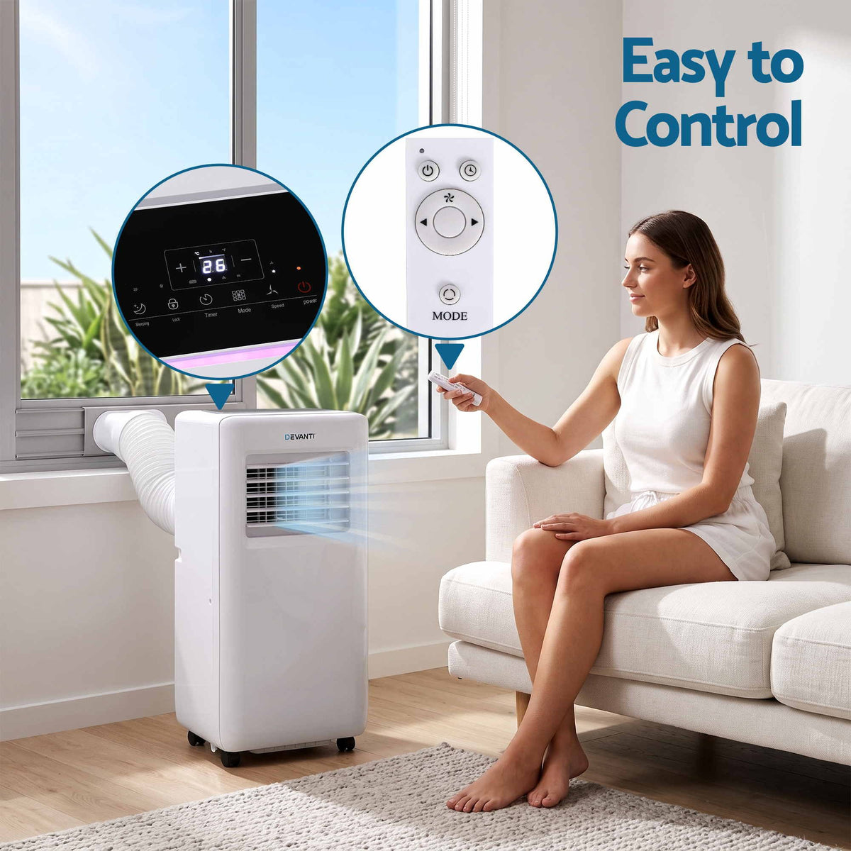 Portable Air Conditioner 9000 BTU 3-in-1 with Remote Control