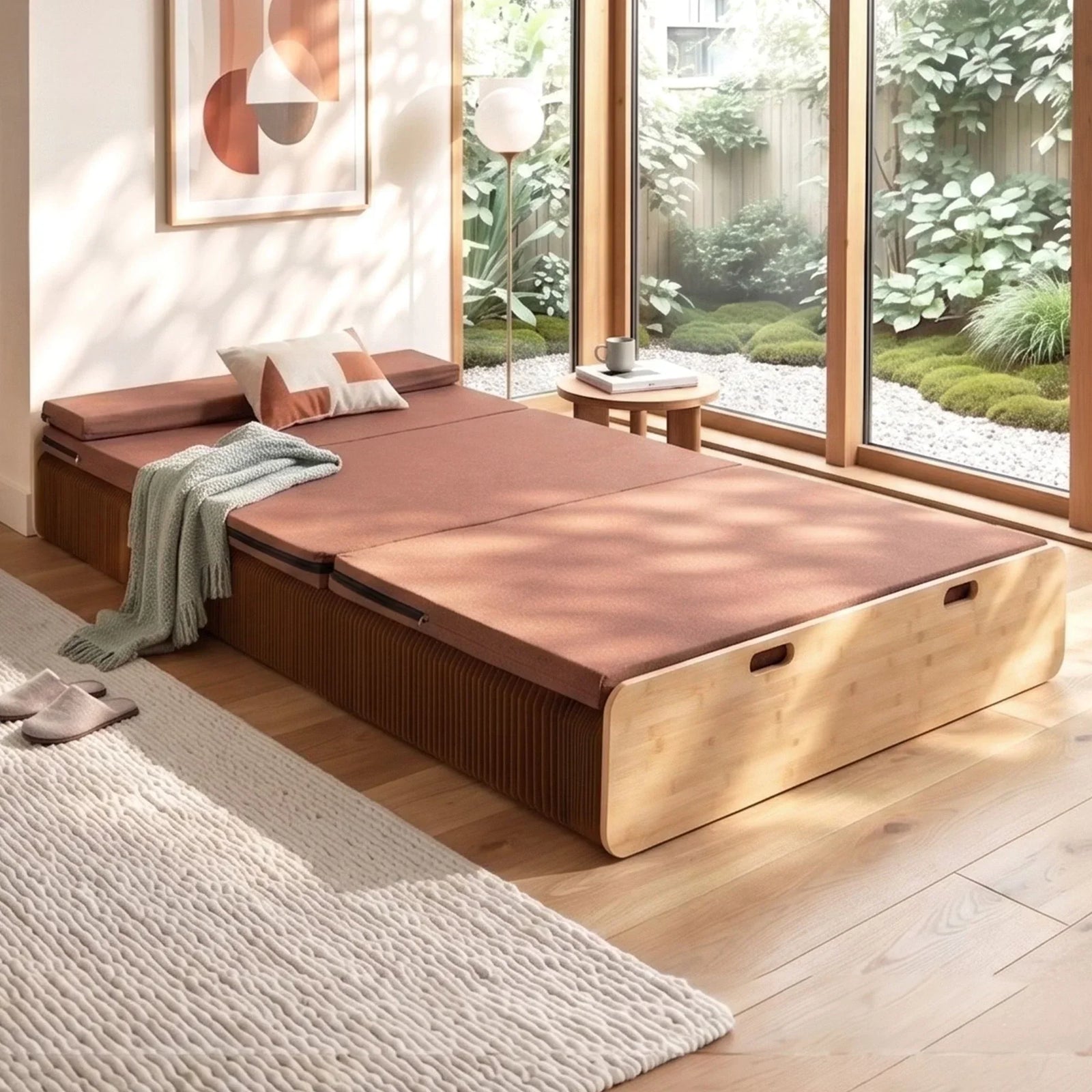 Artiss Folding Kraft Paper Bed Frame – 300kg Load, Sofa/Bed, Mattress Included
