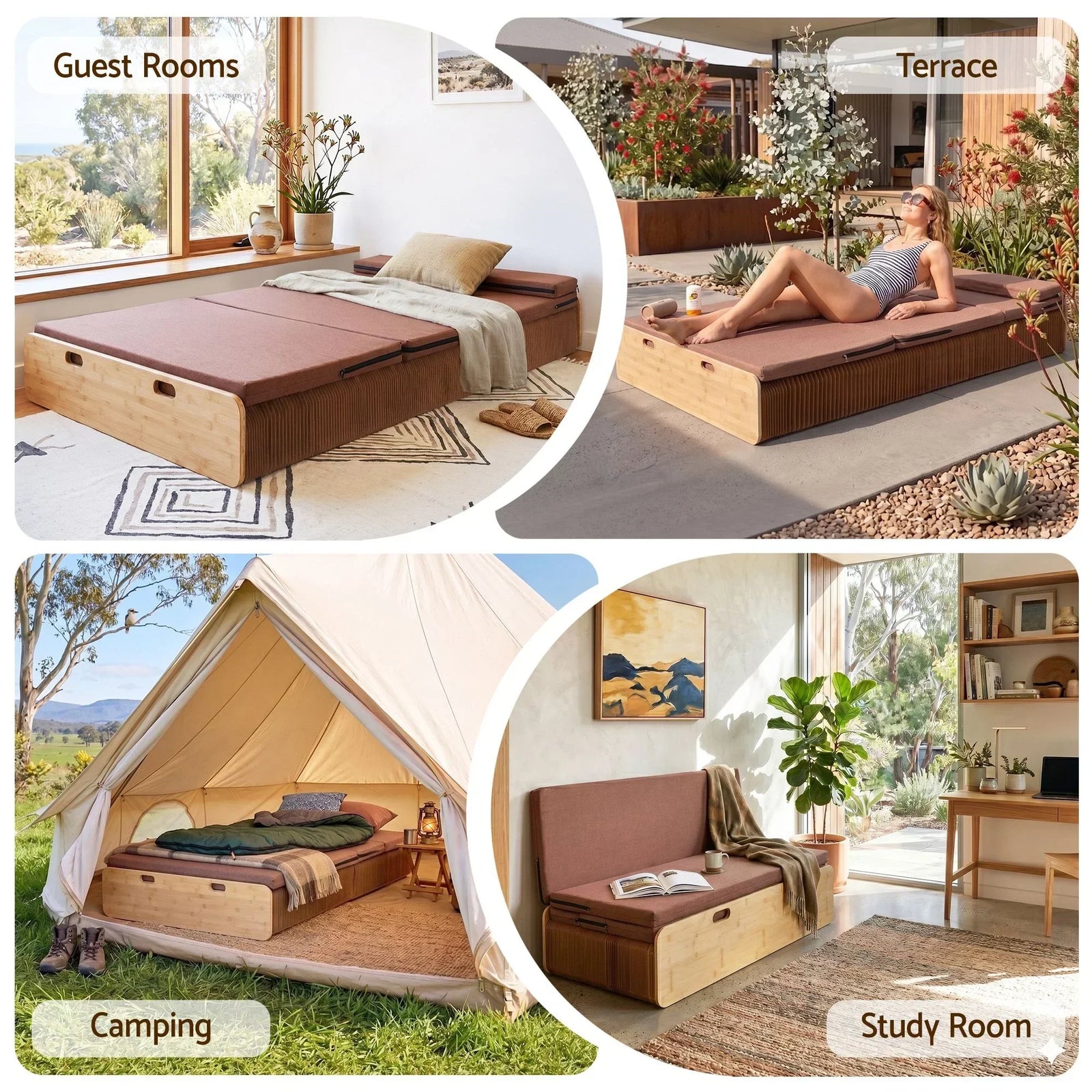 Artiss Folding Kraft Paper Bed Frame – 300kg Load, Sofa/Bed, Mattress Included