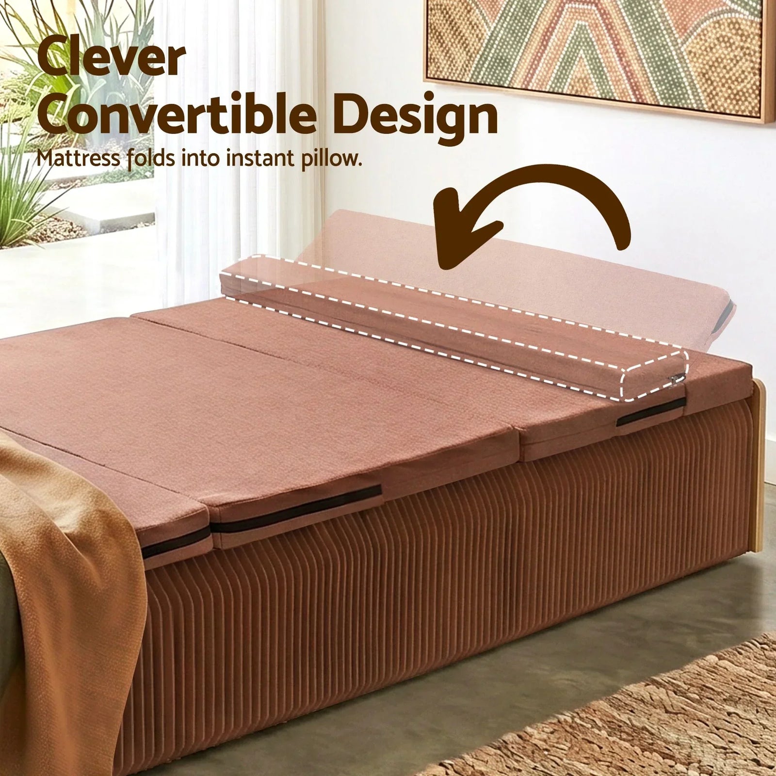 Artiss Folding Kraft Paper Bed Frame – 300kg Load, Sofa/Bed, Mattress Included