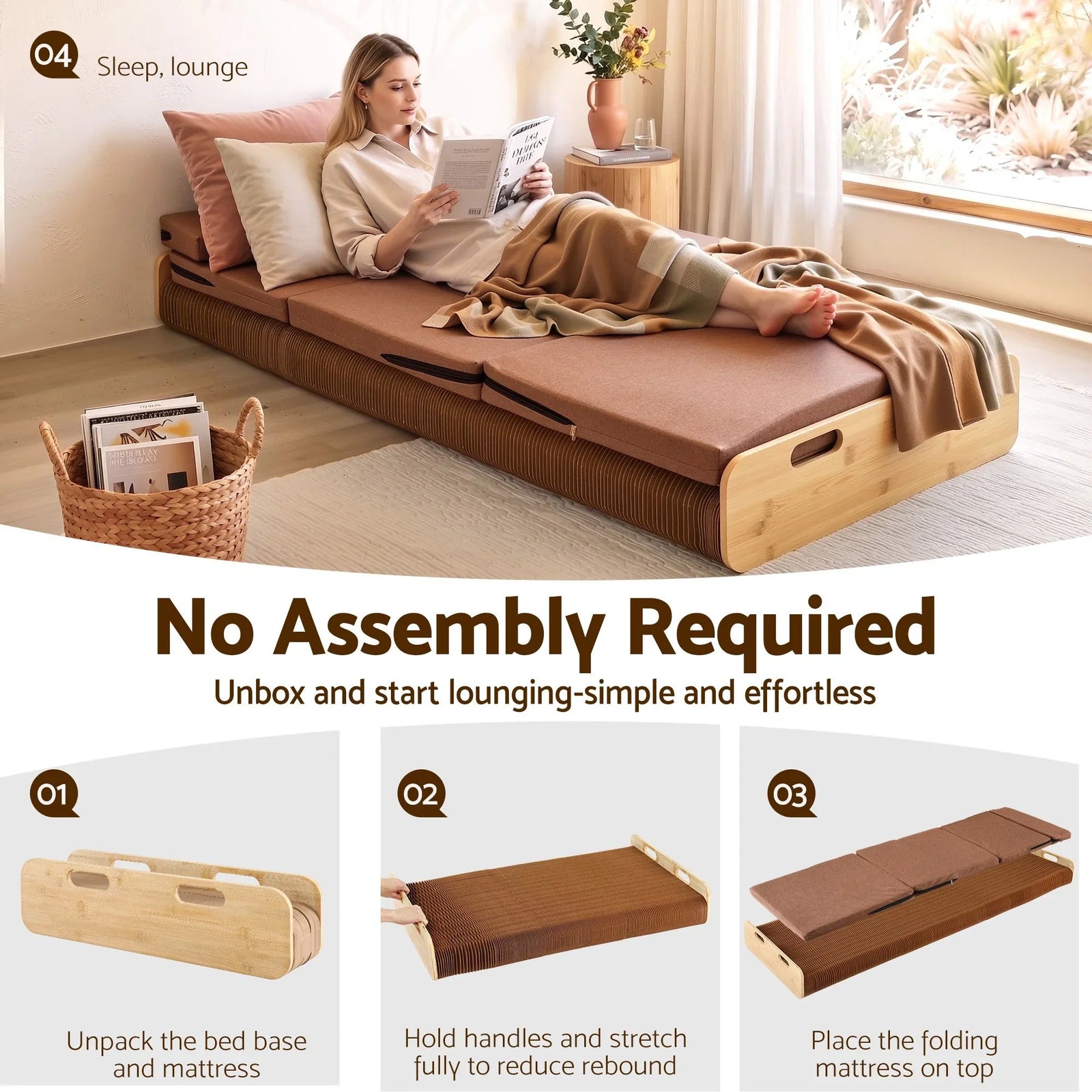 Folding Kraft Paper Bed 200×60cm – 300kg, Mattress & Pillow, Honeycomb