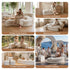 Artiss Folding Paper Bench With 4 PU Leather Seat Pads Expandable Accordion Stool For 4 Seats