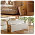 Artiss Folding Kraft Paper Sofa 3 Seater Accordion Bench with PU Leather Cushion Collapsible Couch 300kg Capacity 150x59x63cm