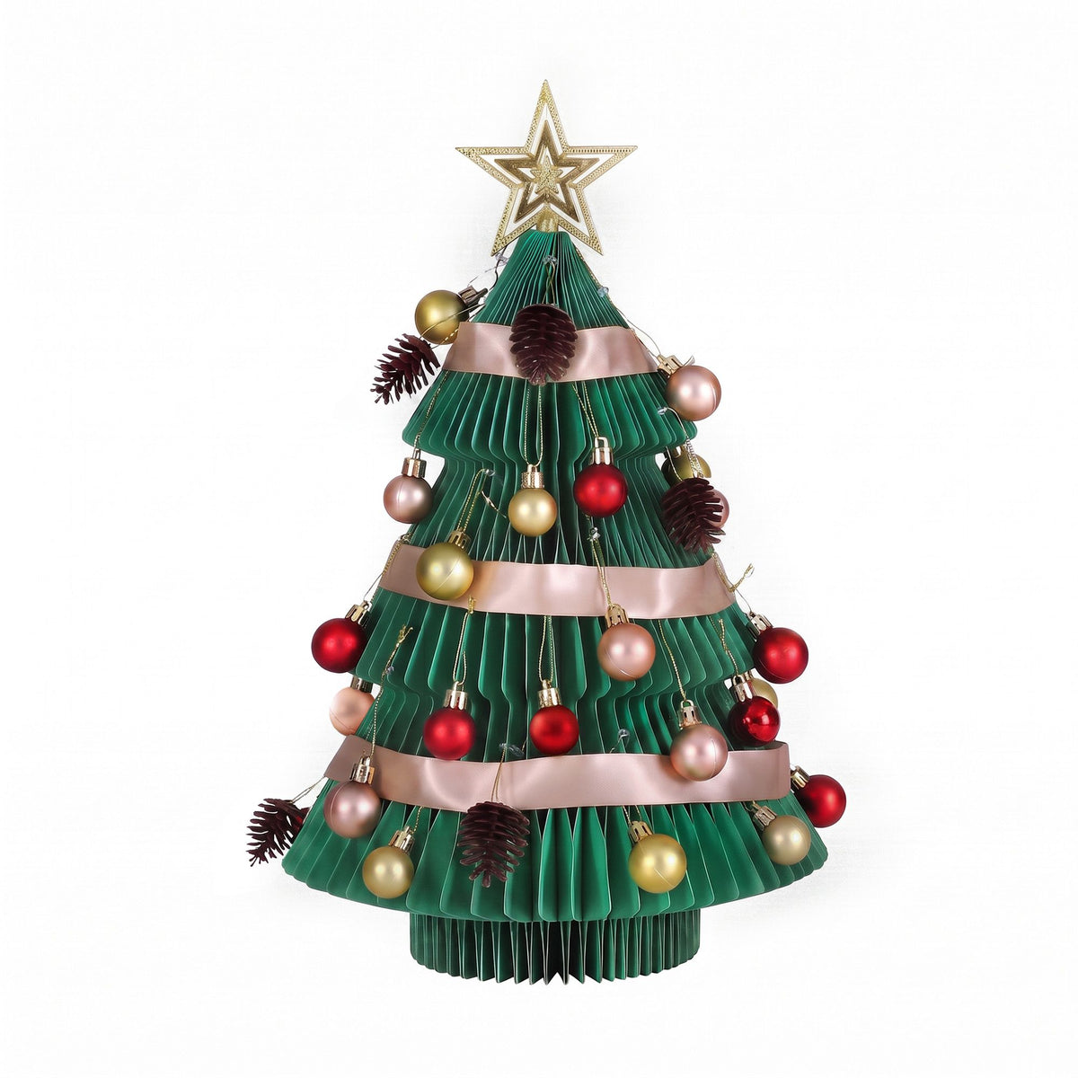 Paper Christmas Tree 61cm with Star Topper Tabletop Green DIY Ornament