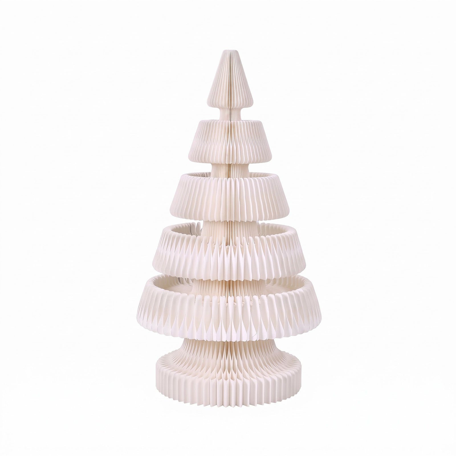 Paper Christmas Tree 114cm with Star Topper LEDs Xmas Decoration White