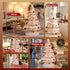 Paper Christmas Tree 114cm with Star Topper LEDs Xmas Decoration White