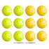 12PC Pickleballs Set 40-Hole Design Indoor Outdoor Durable PE Balls Green/Yellow