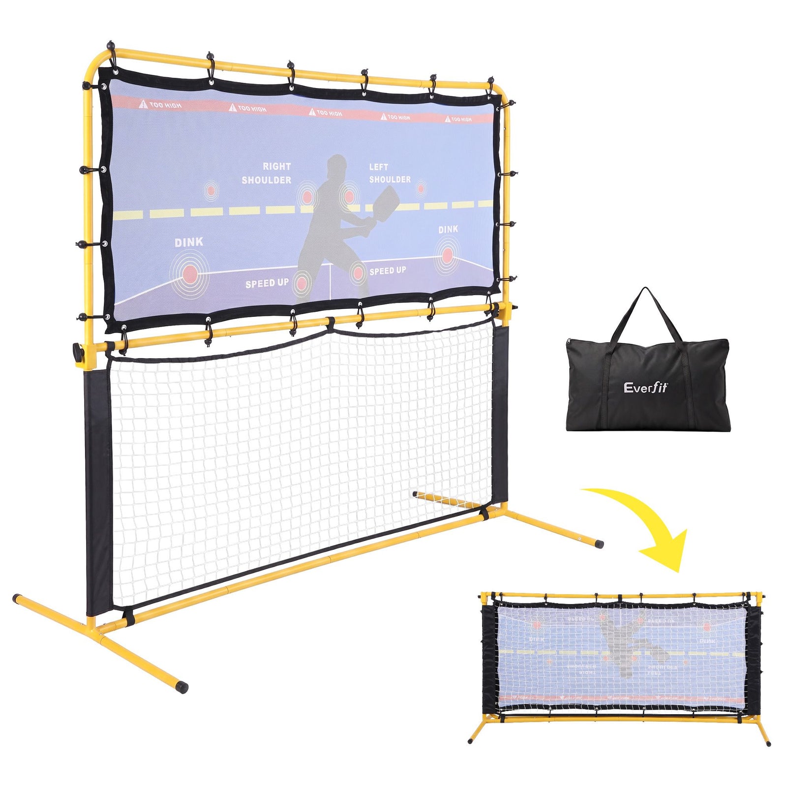 Pickleball Net Rebounder Portable Training Practice 6FT Black Yellow