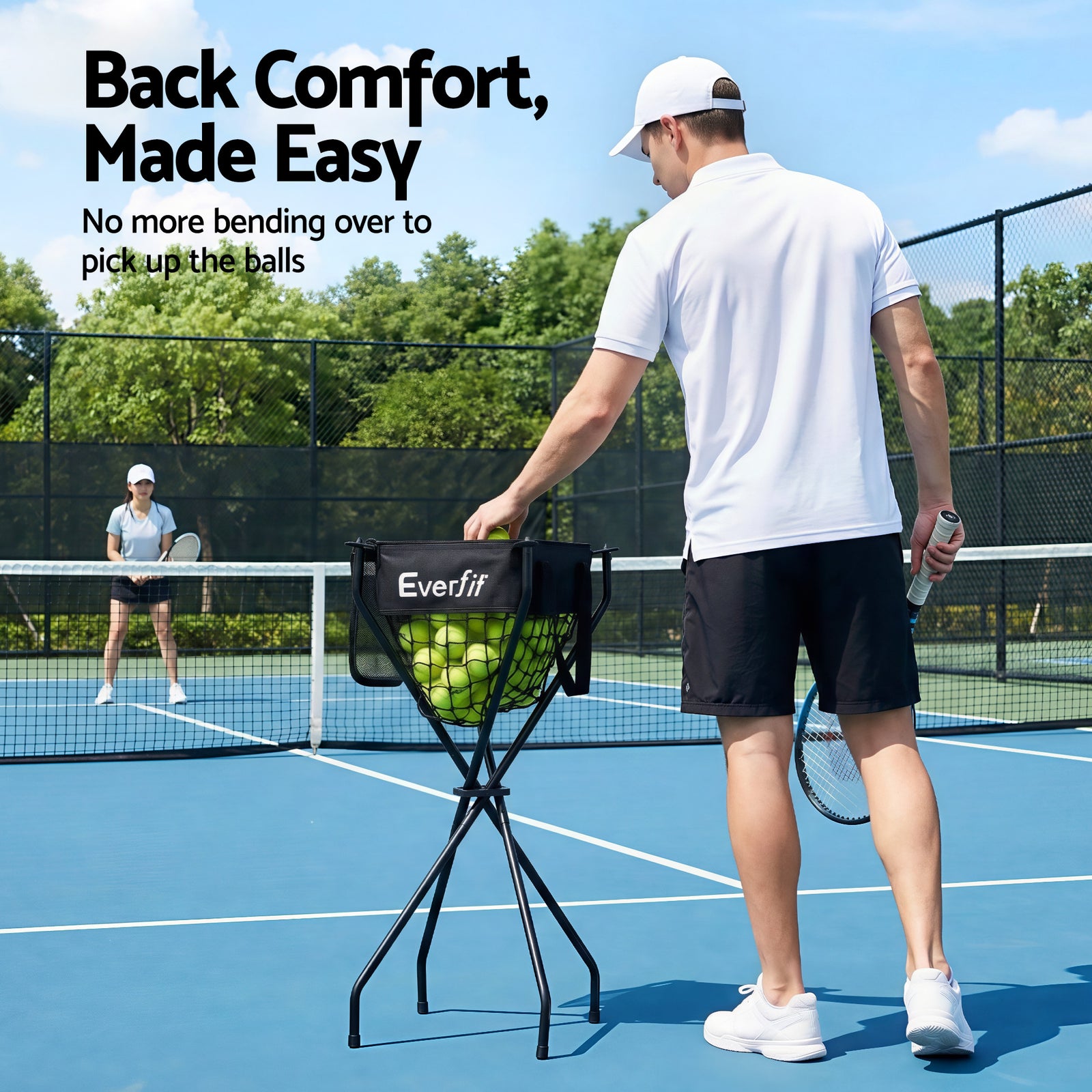 Portable Ball Cart Foldable Pickleball Tennis Baseball Softball