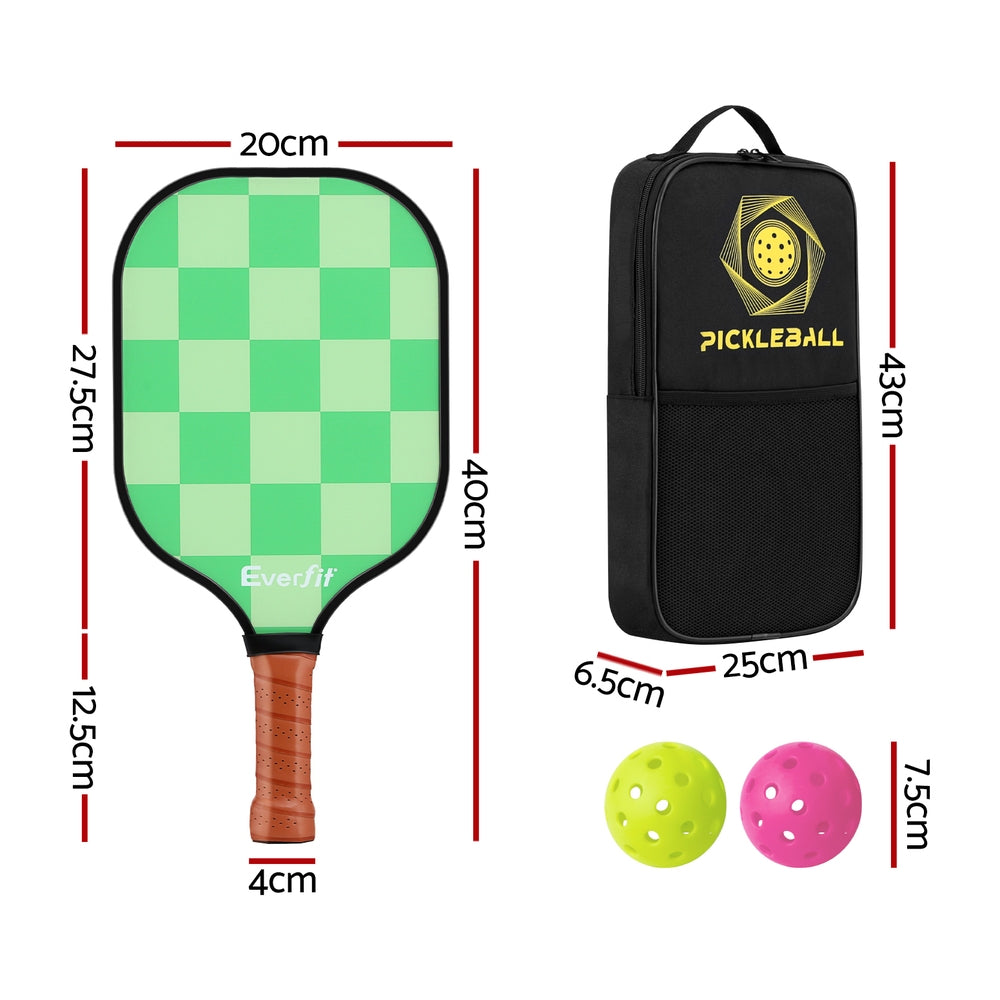 Pickleball Paddle Set Fiberglass with Balls Bag Tournament Kit 2PCS Pickle Balls Rackets